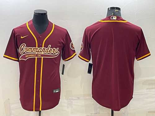Men%27s Washington Commanders Blank Burgundy With Patch Cool Base Stitched Baseball Jersey->washington commanders->NFL Jersey